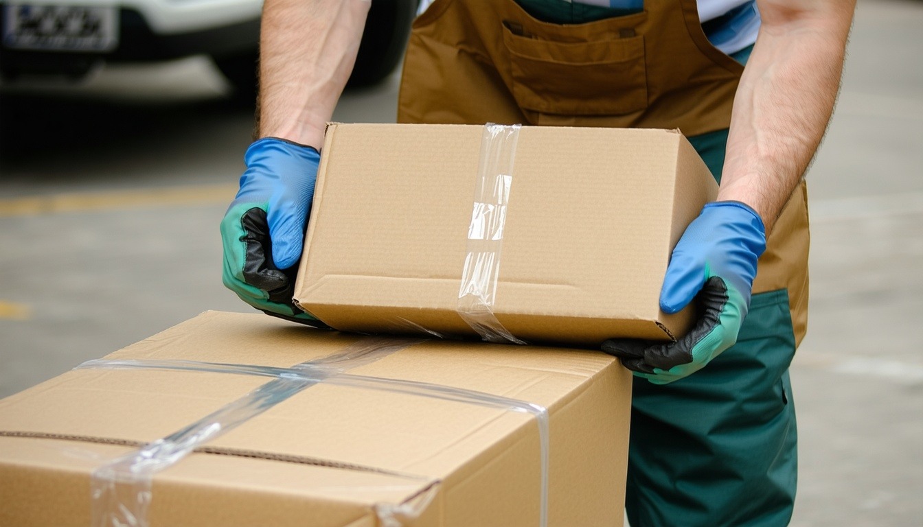 International Shipping package being prepared.